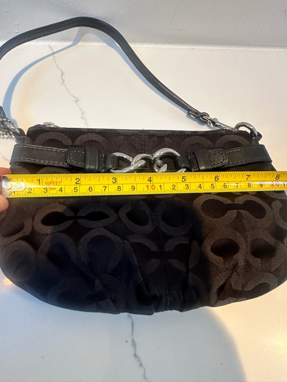Coach Op Art Black Signature Jacquard wristlet or mini bag with hang tag - Picture 6 of 10